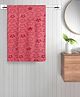 FABINALIV Set of 2 Red Geometric Cotton Kids Bath Towels (110X60 cm)