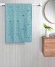FABINALIV Set of 2 Turquoise Geometric Cotton Kids Bath Towels (110X60 cm)