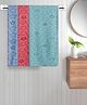 FABINALIV Set of 3 Multicolor Geometric Cotton Kids Bath Towels (110X60 cm)