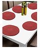 FABINALIV Set of 6 Braided Cotton Table Mats (39X39 cm) Abstract - Red