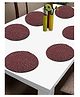 FABINALIV Set of 6 Braided Cotton Table Mats (39X39 cm) Abstract - Maroon