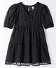 Vitamins Cotton Woven Half Sleeve Party Frock Solid Colour - Black