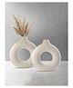 Purezento 8 Inch Donut Vase(Set of 2)- Offwhite
