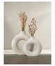 Purezento 8 & 12 Inch Donut Vase(Set of 2)- Offwhite