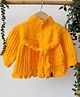 Woonie Handmade Crochet Full Sleeves  Self Design Sweater  Dress - Yellow