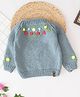Woonie Hand Knitted Full Sleeves Floral Embroidered Sweater - Grey