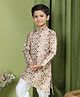 Tabard Full Sleeves Abstract Chevron Designed Kurta - Beige