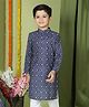 Tabard Cotton Full Sleeves Block Motif Bandhej Printed Ethnic Wear Kurta - Blue