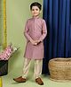 Tabard Full Sleeves Seamless Intricate Blocks Design Embroidered Kurta With Pyjama - Purple