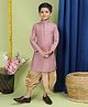 Tabard Full Sleeves Basket Weave Design Kurta & Dhoti Set - Purple