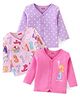 Babyhug 100% Cotton Full Sleeves Front Open Vest Numbers Printed Pack of 3 - Pink & Purple