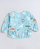 Polka Tots Premium Quality Waterproof Full Sleeves Apron Feeding Mess Free Bibs for Infants & Baby Toddlers With Food Catcher - Animal Design Blue