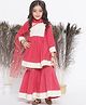 Little Bansi Three Fourth Sleeves Floral Yoke Embroidered & Thread Work Detailed With Gota Lace Embellished Coordinating Kurta & Sharara Set for Onam - Red