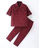 Robo Fry Woven Full Sleeves DC Corduroy Party Suits Solid Colour - Maroon