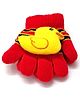 Kid-O-World Duck Patch Detailed  Striped Gloves - Red
