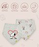 Mi Arcus 100% Cotton Knitted Peanuts Snoopy Beagle Dog  Print Triangle Bib With Snap Button Closure  0-3 M (Pk Of 2) - Multicolor