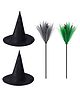 Kaku Fancy Dress Set Of 6 Halloween Theme Witch Broomstick With Hat  - Black