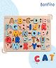 Bonfino Premium 26 Pcs Colorful Capital Alphabet Wooden Puzzle| Preschool Alphabet Learning and Educational Montessori Puzzle with Pictures for 2-4 Years Kids| Shape Match and Learn Puzzle| BIS Certified
