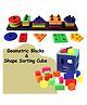 BitFeex Shape Sorting Cube and Geometry Shape Sorting Board Early Development Activity Toys Pack Of 2 -Multicolor