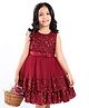 Mark & Mia Sleeveless Party Frock With Sequin Detailing & Bow Applique - Maroon
