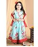 Kinder Kids Sleeveless Floral Printed & Gota Lace Embellished Coordinating Lehenga & Choli Set - Blue