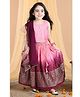 Kinder Kids Sleeveless Floral Foil Printed Accordion Pleated & Ombre Coordinating Lehenga & Choli Set - Pink & Purple