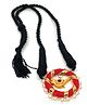 SKD Beaded Work Detailed Pendant Embellished Necklace - Black & Red