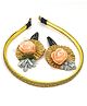 SKD Rose Applique Detailed Rose Hair Clip &Lace Detailed  Hair Band  Set  - Orange