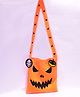 Tipy Tipy Tap Halloween Theme Shimmer Pumpkin Printed Sling Bag - Orange & Black