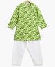 Campana 100% Cotton Full Sleeves Ethnic Floral Motifs Printed Kurta With Pyjama - Green