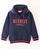 Ruff Full Sleeves Fleece Hooded Sweatshirt Text Print - Navy Blue