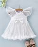Mark & Mia Half Sleeves Partywear Onesie With Bow Applique - White