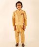 JBN Creation Full Sleeves Solid Kurta & Pyjama With Intricate Vintage Style Woven Designed Jacket - Rose Golden