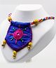 Pihoo Navratri Theme Embroidered Ethnic Pentagon Rabari Work Detailed Necklace - Blue & Pink