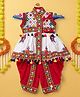 Banjara India Navratri Theme Cap Sleeves Banjara Embroidered Kediya With Coordinating Dhoti Set - Red & White