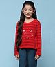 BIBA Full Sleeves Striped Glitter Embellished Floral Applique Detailed  Knitted Tee - Red