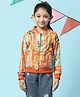 BIBA  Full Sleeves Colour Blocked & Floral Art Jacket - Orange
