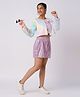 Lil' Drama Barbie Featuring Full Sleeves Foil Printed Shimmer Fur Shrug - Lavender