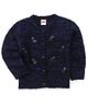 Babyhug Full Sleeves Cardigan With Sequined Bow - Navy