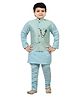 BT DEZINES Full Sleeves Solid Kurta & Pyjama With Seamless Argyle Style Floral Motif Embroidered Jacquard  Jacket - Sky Blue