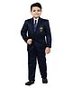 BT DEZINES Full Sleeves Shawl Collared 4 Piece Satin Coat Suit Set - Royal Blue