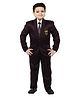 BT DEZINES Full Sleeves Shawl Collared 4 Piece Satin Coat Suit Set - Wine Brown
