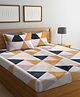 Klotthe Multi Geometric 300 TC Cotton Blend Super King Double Bedsheet with 2 Pillow covers