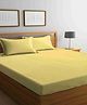 Klotthe Yellow Striped 300 TC Cotton Blend Super King Double Bedsheet with 2 Pillow covers