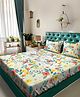 Klotthe Multi Floral 300 TC Cotton Blend Double Bedsheet with 2 Pillow covers