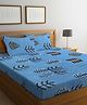 Klotthe Blue Abstract 300 TC Cotton Blend Super King Double Bedsheet with 2 Pillow covers