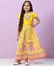 BIBA Half Sleeves Floral Embroidered & Printed With Lace Embellished  Lehenga Set - Yellow