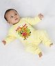 KNITROOT Durga Puja Theme Full Sleeves Pheli Durga Puja Text Printed Romper - Yellow