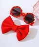 Babyhug Free Size Bow Headband with Round Sunglasses - Red