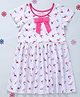 CrayonFlakes Bird Print Dress With Short Sleeves - White & Pink